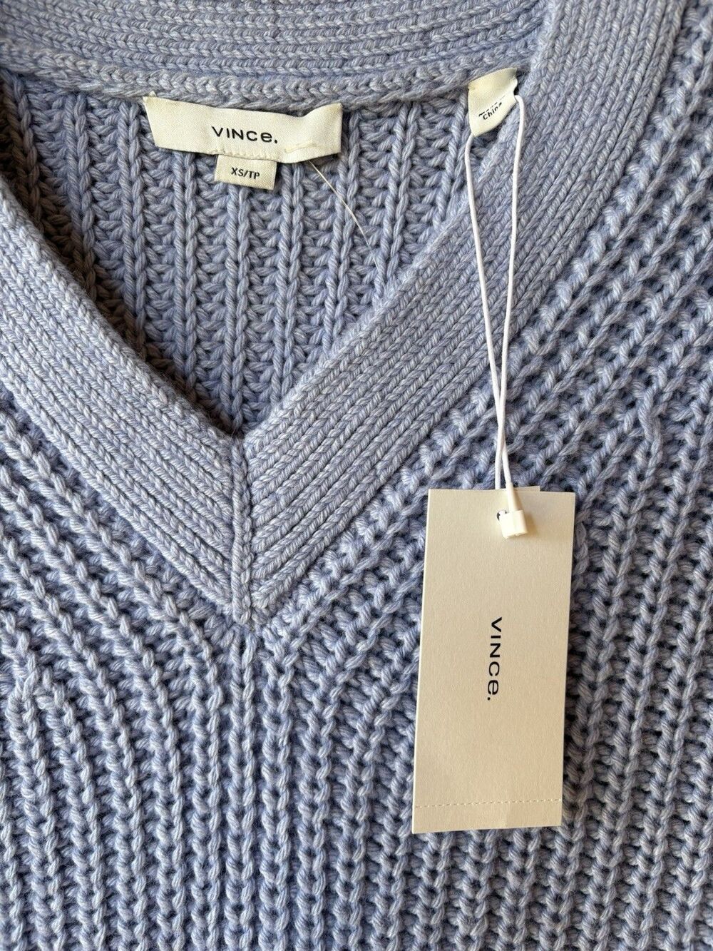 VINCE women Sky Granite Chunky Shaker Stitch Wool Cashmere Sweater size XS $445 - Picture 5 of 8
